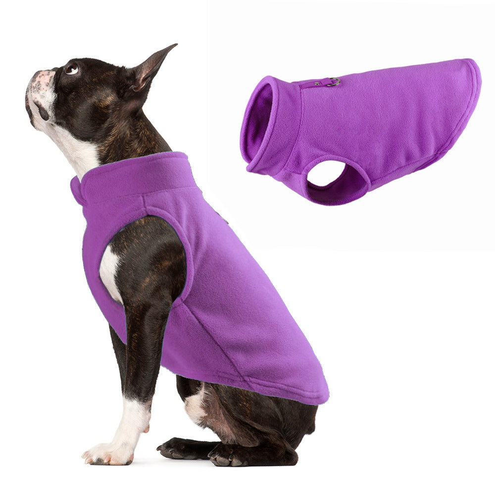 Thickened Fleece Dog Hoodie - Solid Color Winter Pet Clothing