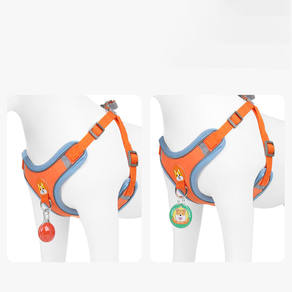 Reflective Vest-Style Chest Harness with Leash for Small Dogs