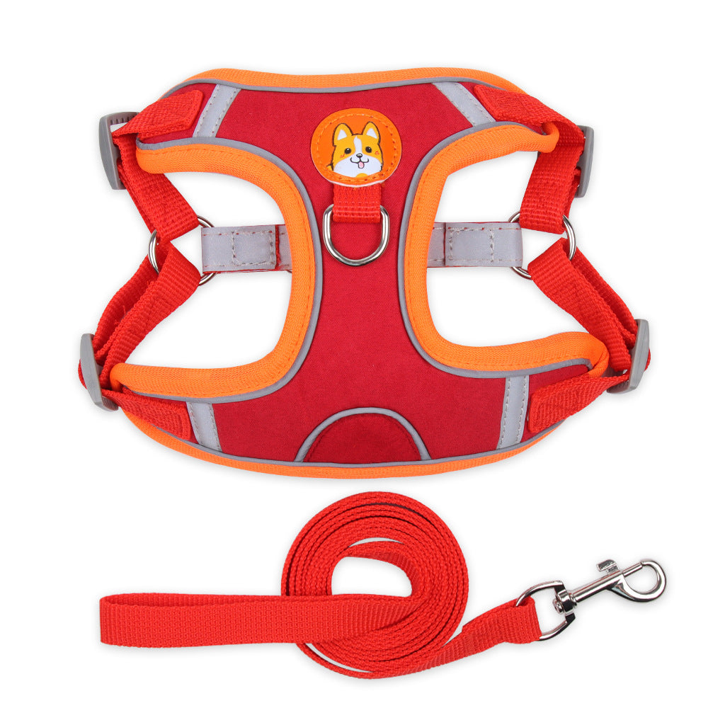 Reflective Vest-Style Chest Harness with Leash for Small Dogs