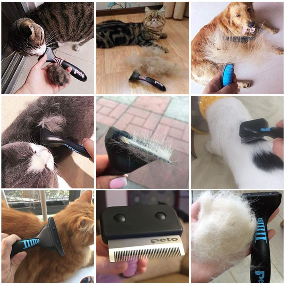 Pet Deshedding Comb - Professional Hair Removal Brush for Dogs & Cats