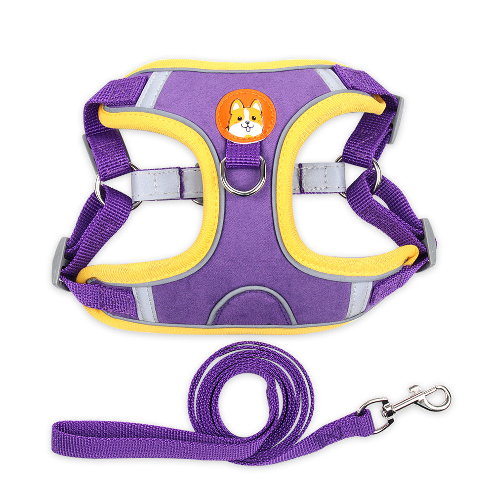 Reflective Vest-Style Chest Harness with Leash for Small Dogs