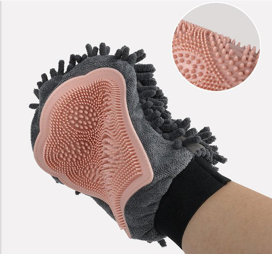 Pet Grooming Gloves - Double-Sided Massage Shower Brush for Dogs & Cats