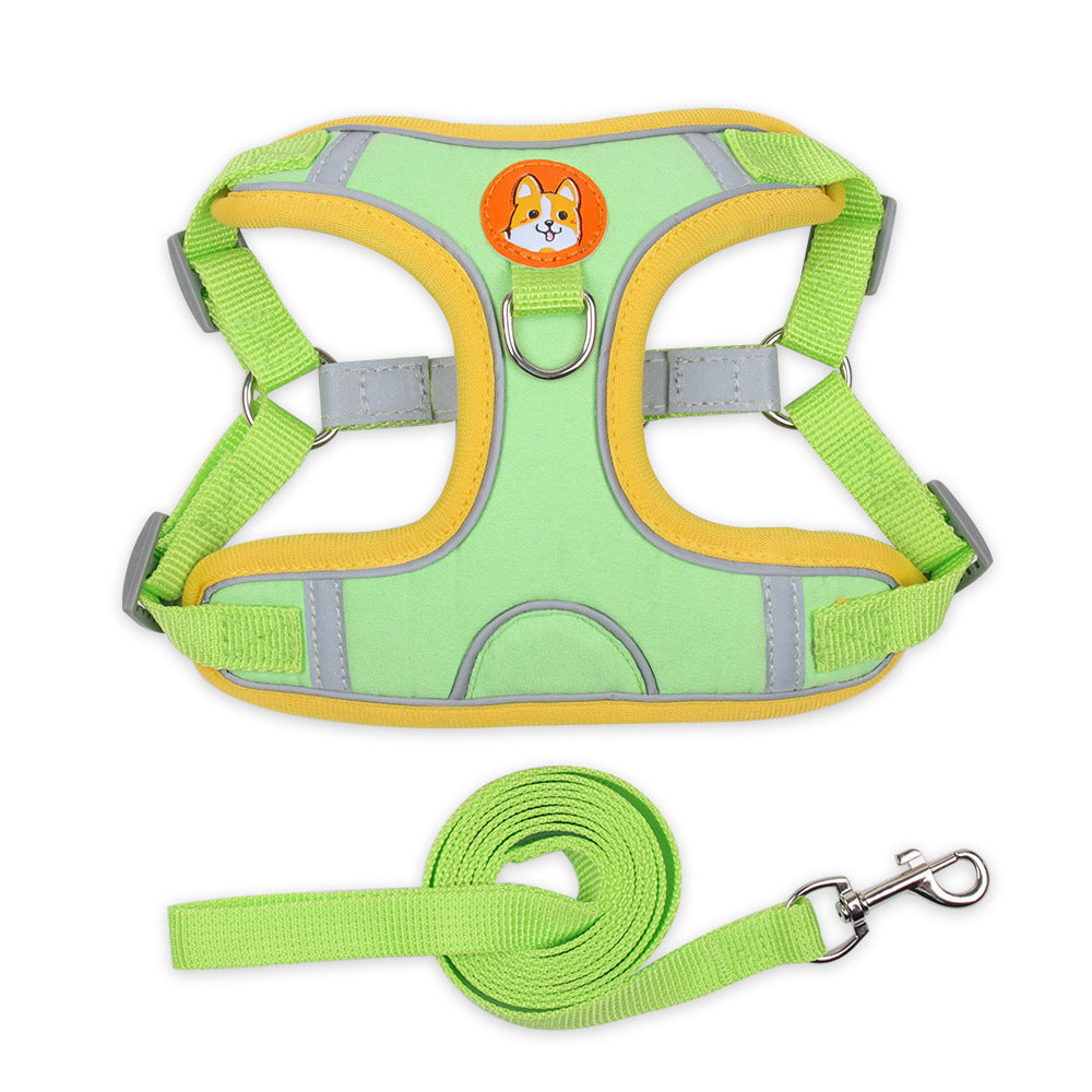 Reflective Vest-Style Chest Harness with Leash for Small Dogs