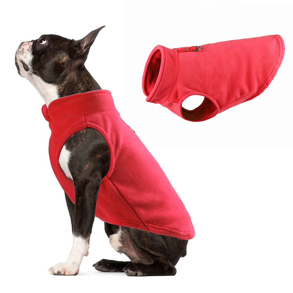 Thickened Fleece Dog Hoodie - Solid Color Winter Pet Clothing