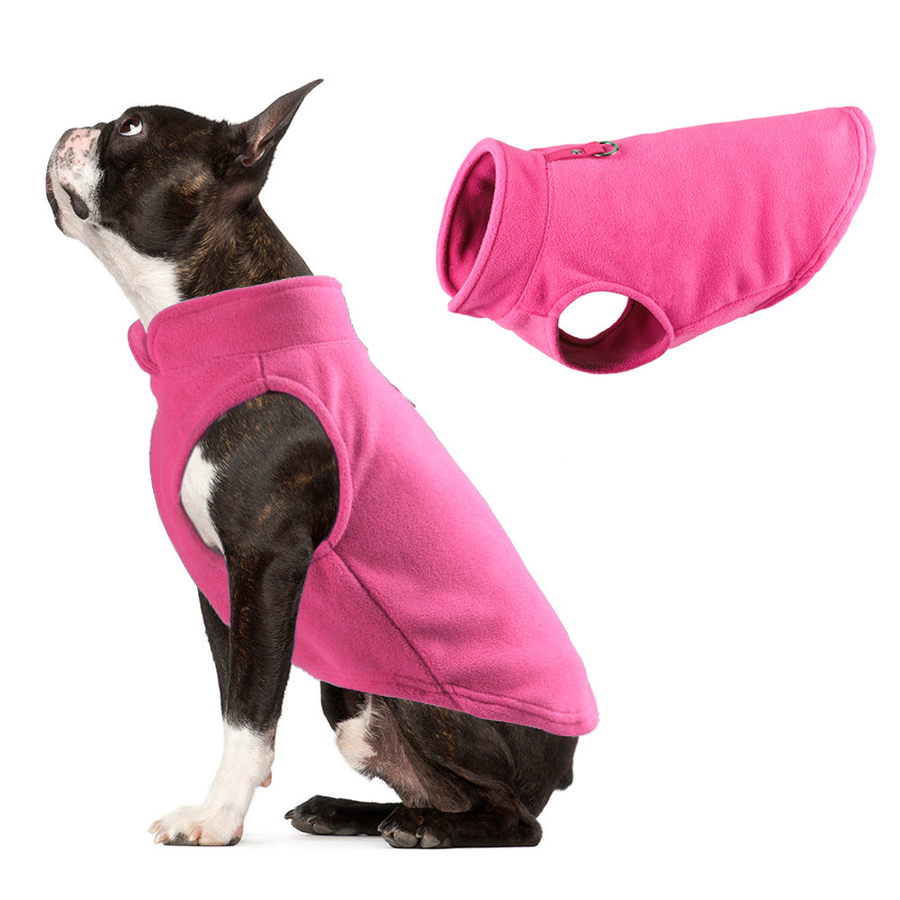 Thickened Fleece Dog Hoodie - Solid Color Winter Pet Clothing