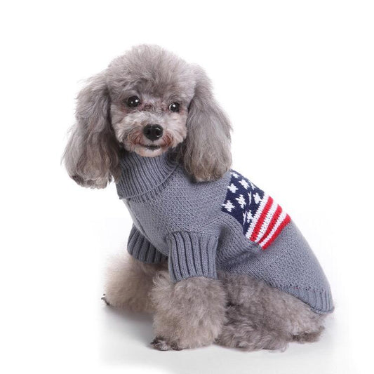 American Flag Dog Jumper - Patriotic Winter Pet Sweater