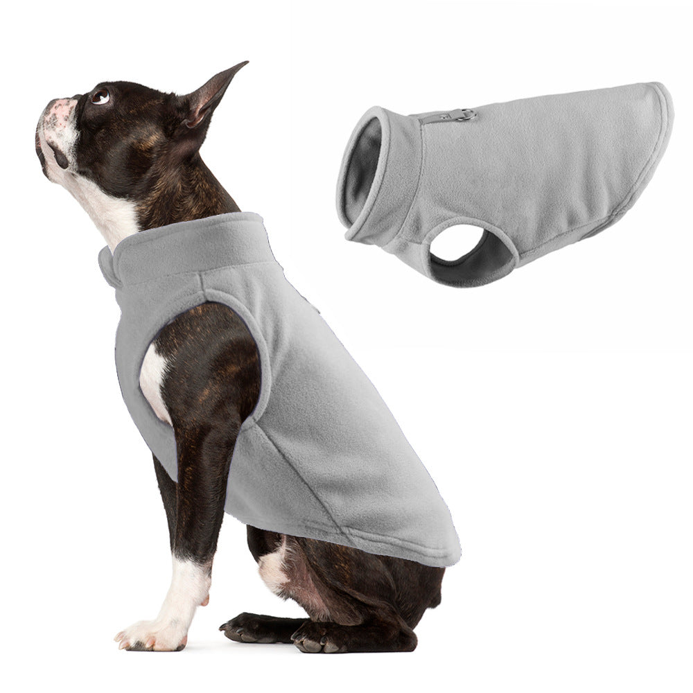 Thickened Fleece Dog Hoodie - Solid Color Winter Pet Clothing
