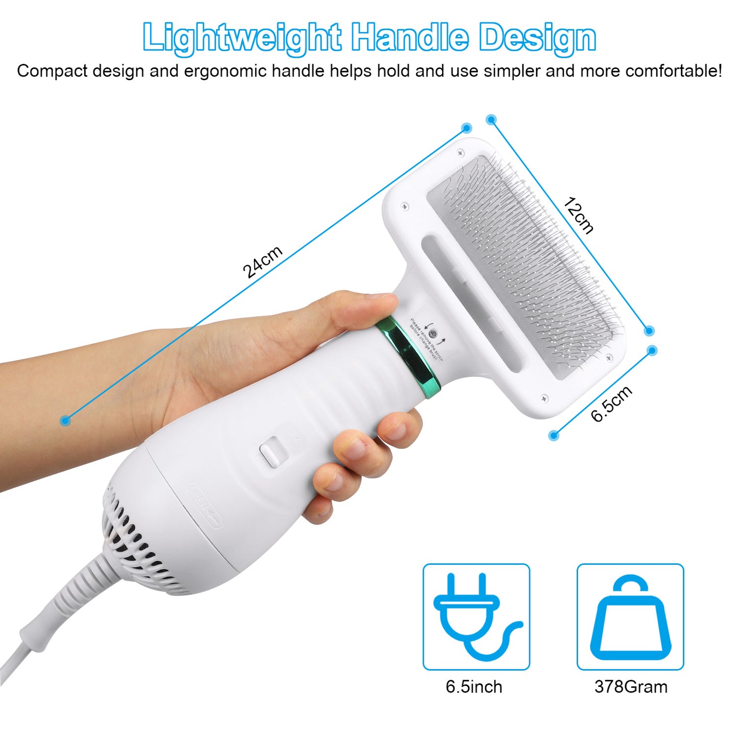 2-In-1 Portable Dog Dryer & Comb - Low Noise Pet Hair Blower