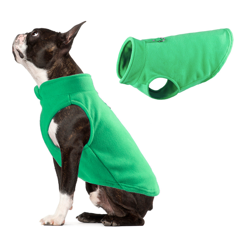 Thickened Fleece Dog Hoodie - Solid Color Winter Pet Clothing