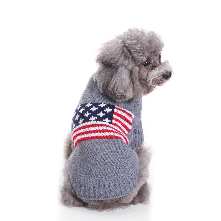 American Flag Dog Jumper - Patriotic Winter Pet Sweater