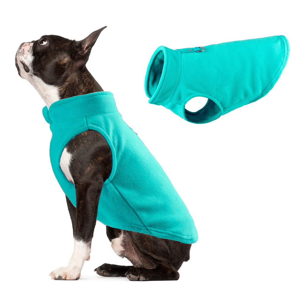 Thickened Fleece Dog Hoodie - Solid Color Winter Pet Clothing