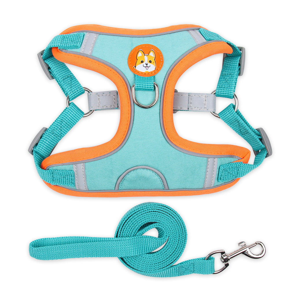 Reflective Vest-Style Chest Harness with Leash for Small Dogs