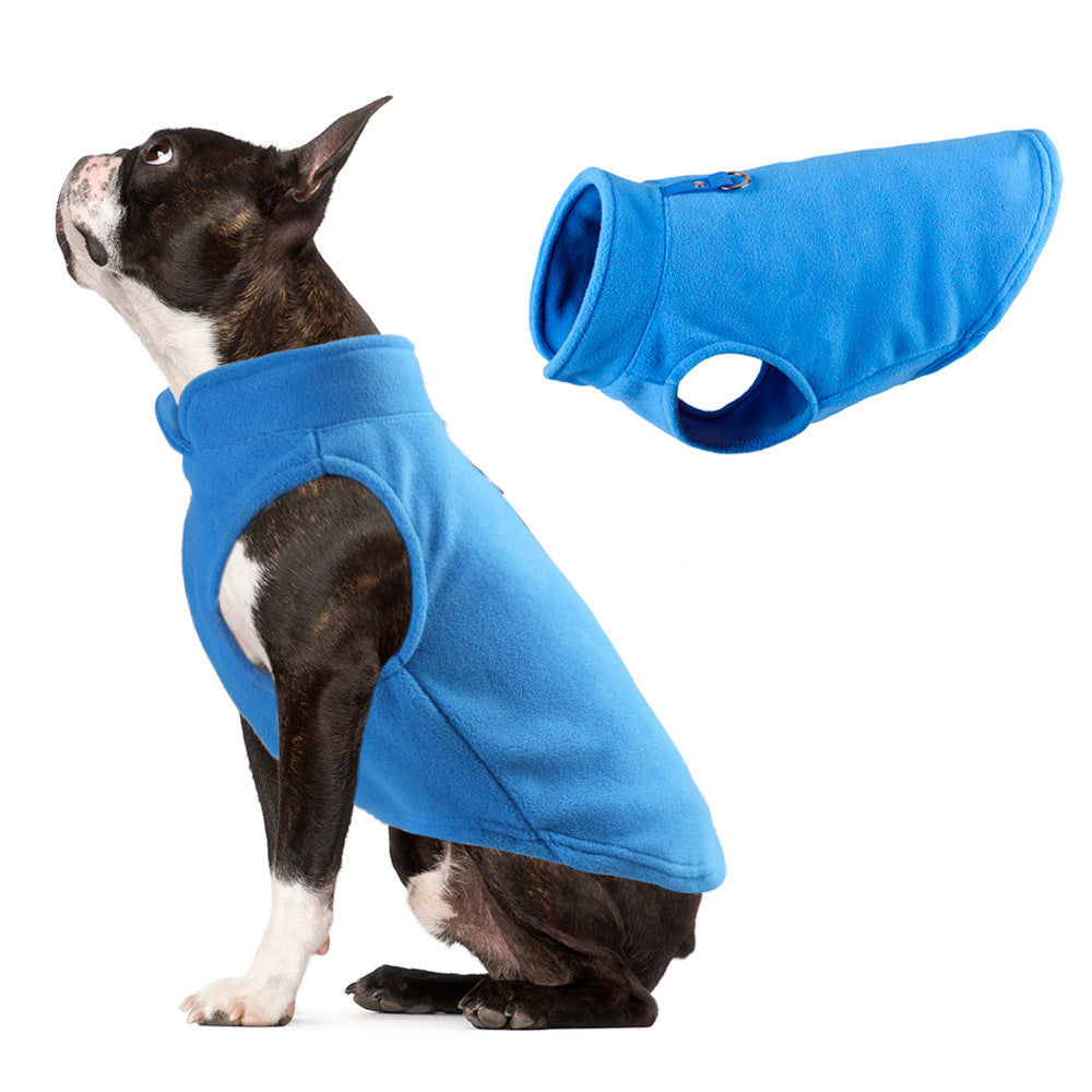 Thickened Fleece Dog Hoodie - Solid Color Winter Pet Clothing