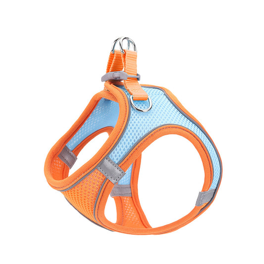 Breathable Vest Harness with Reflective Stitching and Walking Chain Lead
