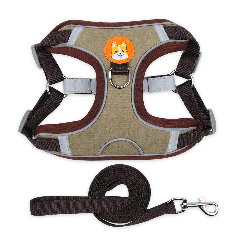 Reflective Vest-Style Chest Harness with Leash for Small Dogs