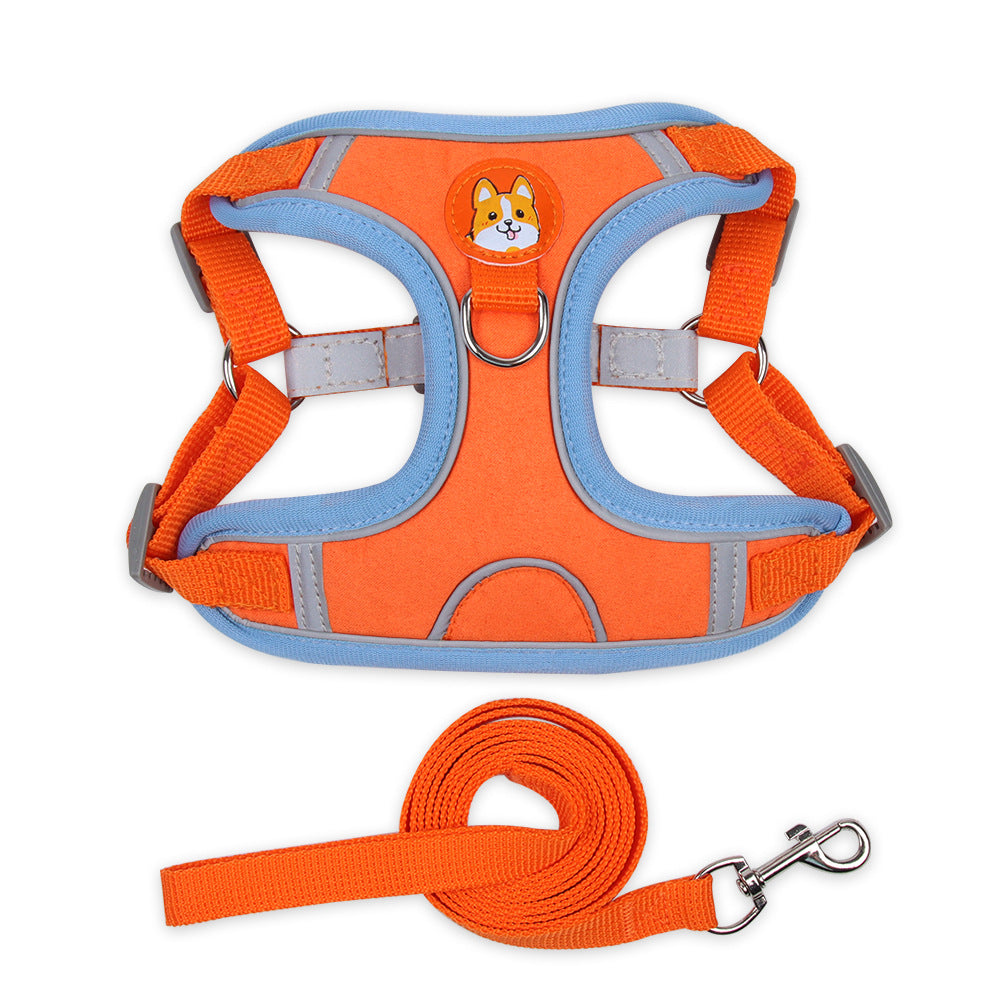 Reflective Vest-Style Chest Harness with Leash for Small Dogs