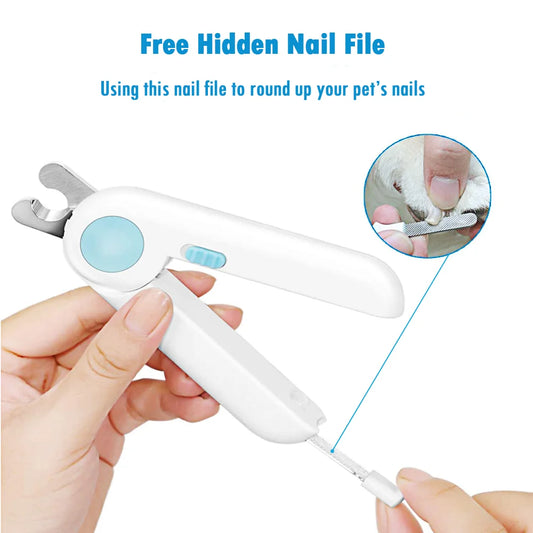 LED Light Dog Cat Nail Clippers - Professional Pet Nail Trimmer with File