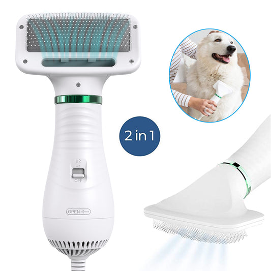 2-In-1 Portable Dog Dryer & Comb - Low Noise Pet Hair Blower