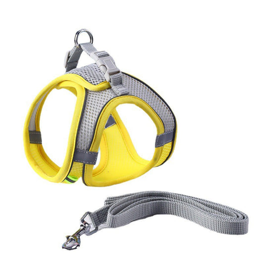 Adjustable Reflective Mesh Dog Harness with Leash for Outdoor Adventures