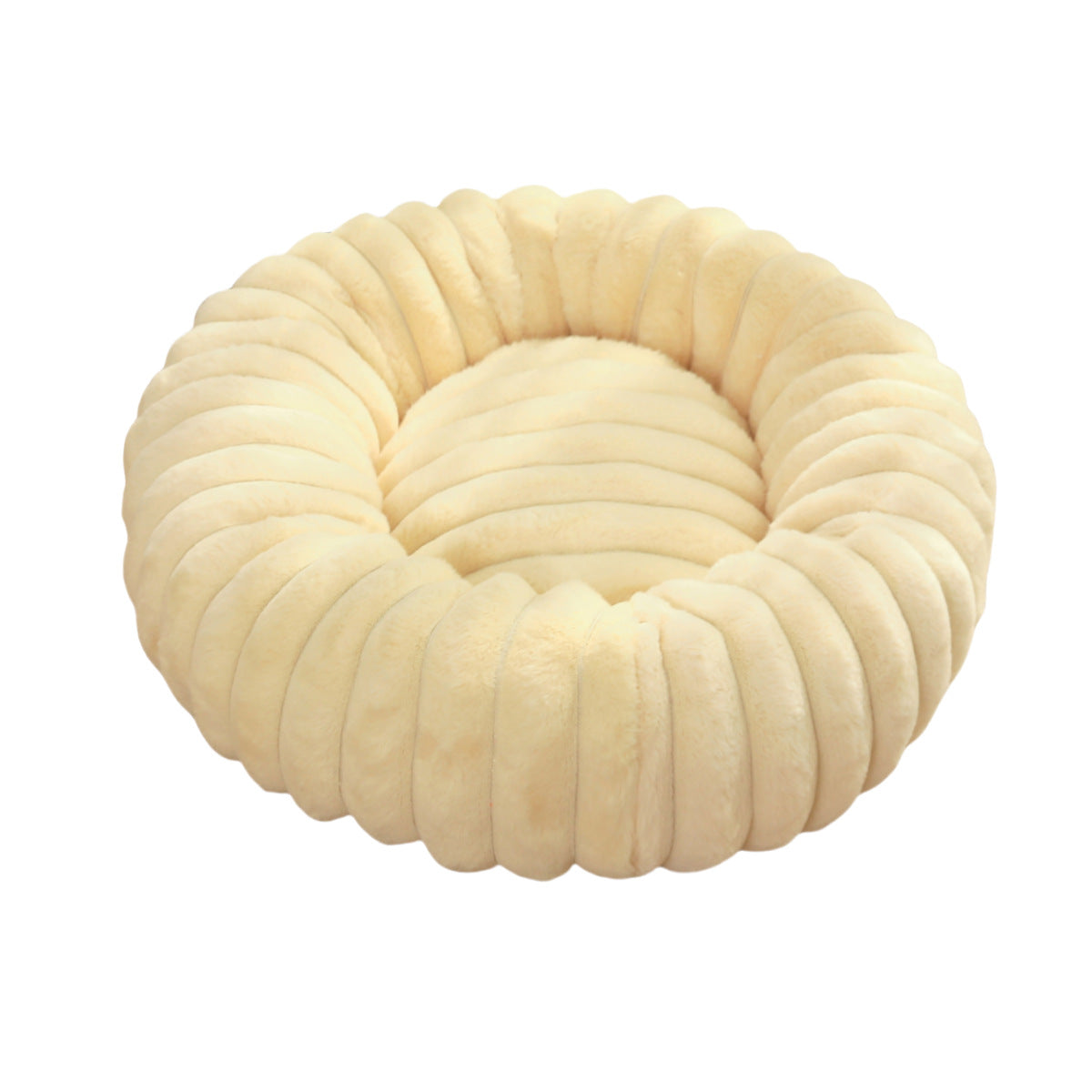 Premium Rabbit Plush Round Pet Bed - Long Hair Winter Warm Dog Cat Bed