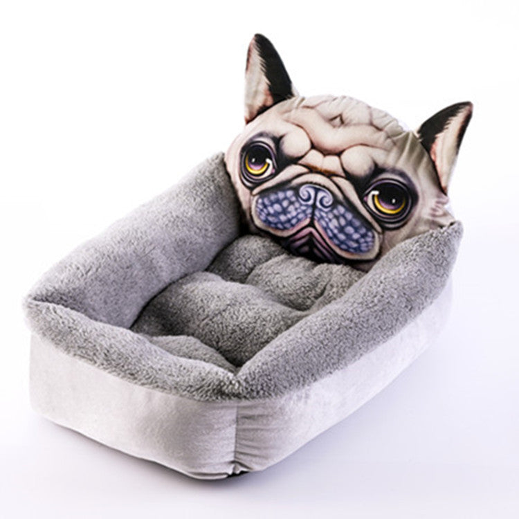 3D Cartoon Pet House - Warm Dog Cat Bed with Character Design