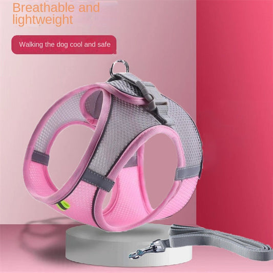 Adjustable Reflective Mesh Dog Harness with Leash for Outdoor Adventures