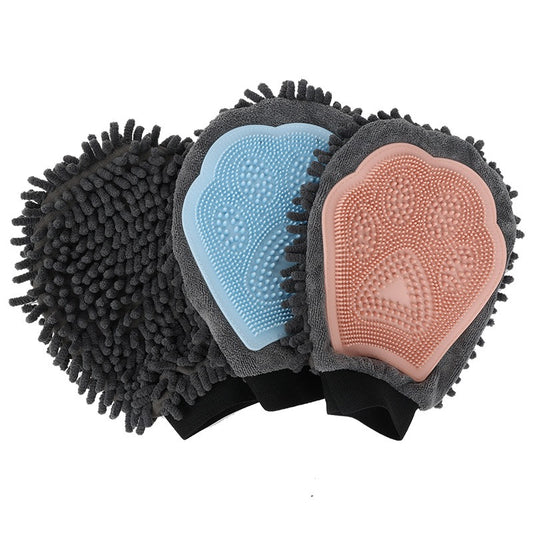 Pet Grooming Gloves - Double-Sided Massage Shower Brush for Dogs & Cats