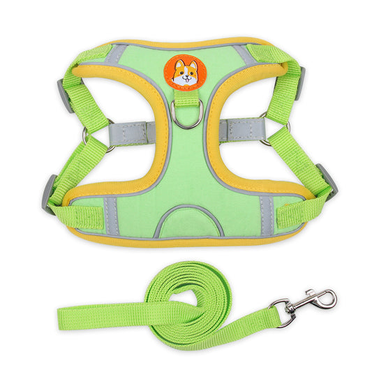 Reflective Vest-Style Chest Harness with Leash for Small Dogs
