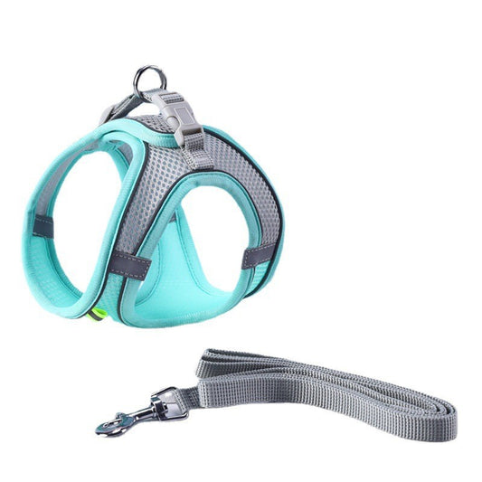 Adjustable Reflective Mesh Dog Harness with Leash for Outdoor Adventures