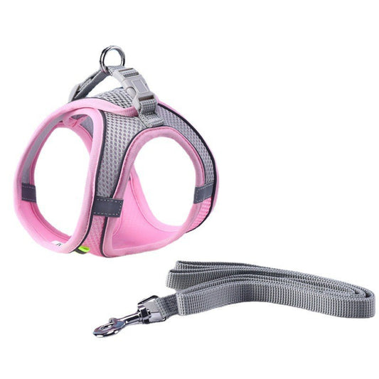 Adjustable Reflective Mesh Dog Harness with Leash for Outdoor Adventures