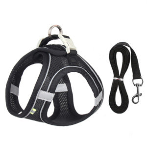 Adjustable Reflective Mesh Dog Harness with Leash for Outdoor Adventures
