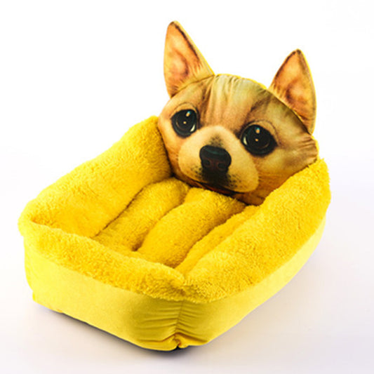 3D Cartoon Pet House - Warm Dog Cat Bed with Character Design
