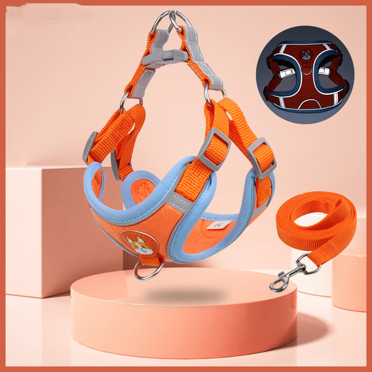 Reflective Vest-Style Chest Harness with Leash for Small Dogs
