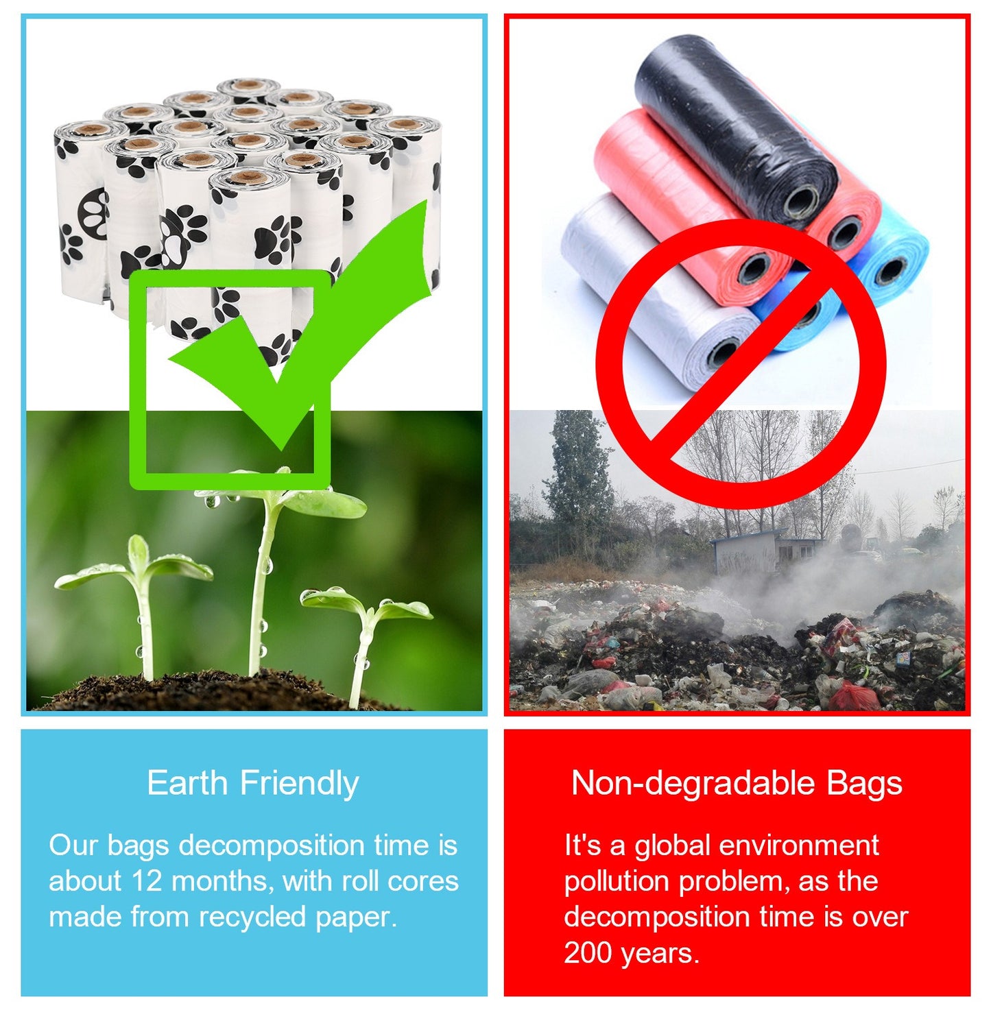 Eco-Friendly Dog Poop Bags - Biodegradable Pet Waste Bags with Dispenser