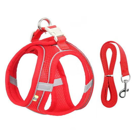Adjustable Reflective Mesh Dog Harness with Leash for Outdoor Adventures